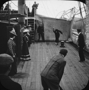 Cricket aboard the Argonaut, Montreal, 1900 - a lot like our indoor cricket in 2009